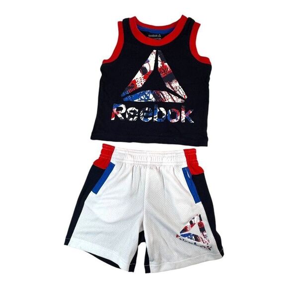Reebok 2-Piece Toddler Set 1 Tank Top & Shorts Red & Black Logo NWT Baby Gift - Picture 1 of 5